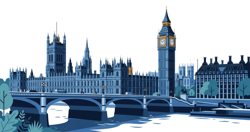 Illustration of a London landmark near Westminster